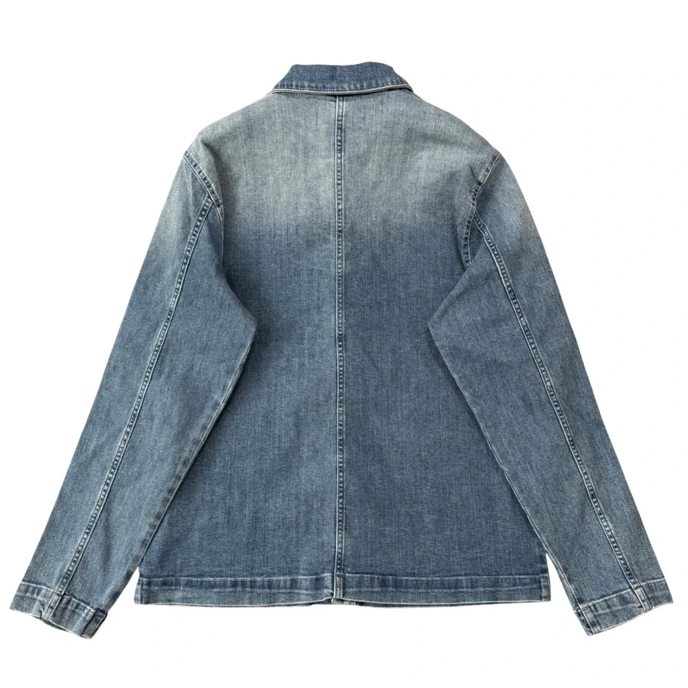 MICHAEL KORS Denim Jacket Mens Beckett Chore Barn Work Blue Ombre Button Large - Picture 2 of 9
